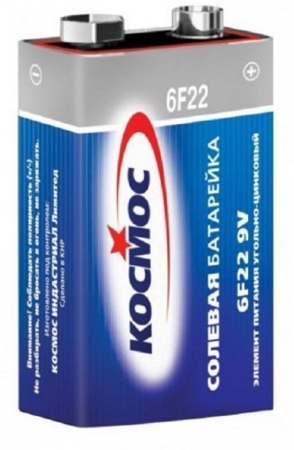 Элемент питания Космос 6F22 (1S) крона солевая KOC6F22 (батарейка) картинка 